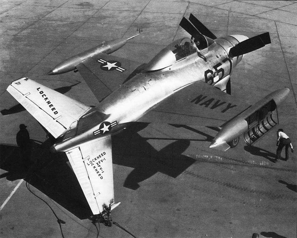Lockheed XFV-1 Salmon on temporary landing gear